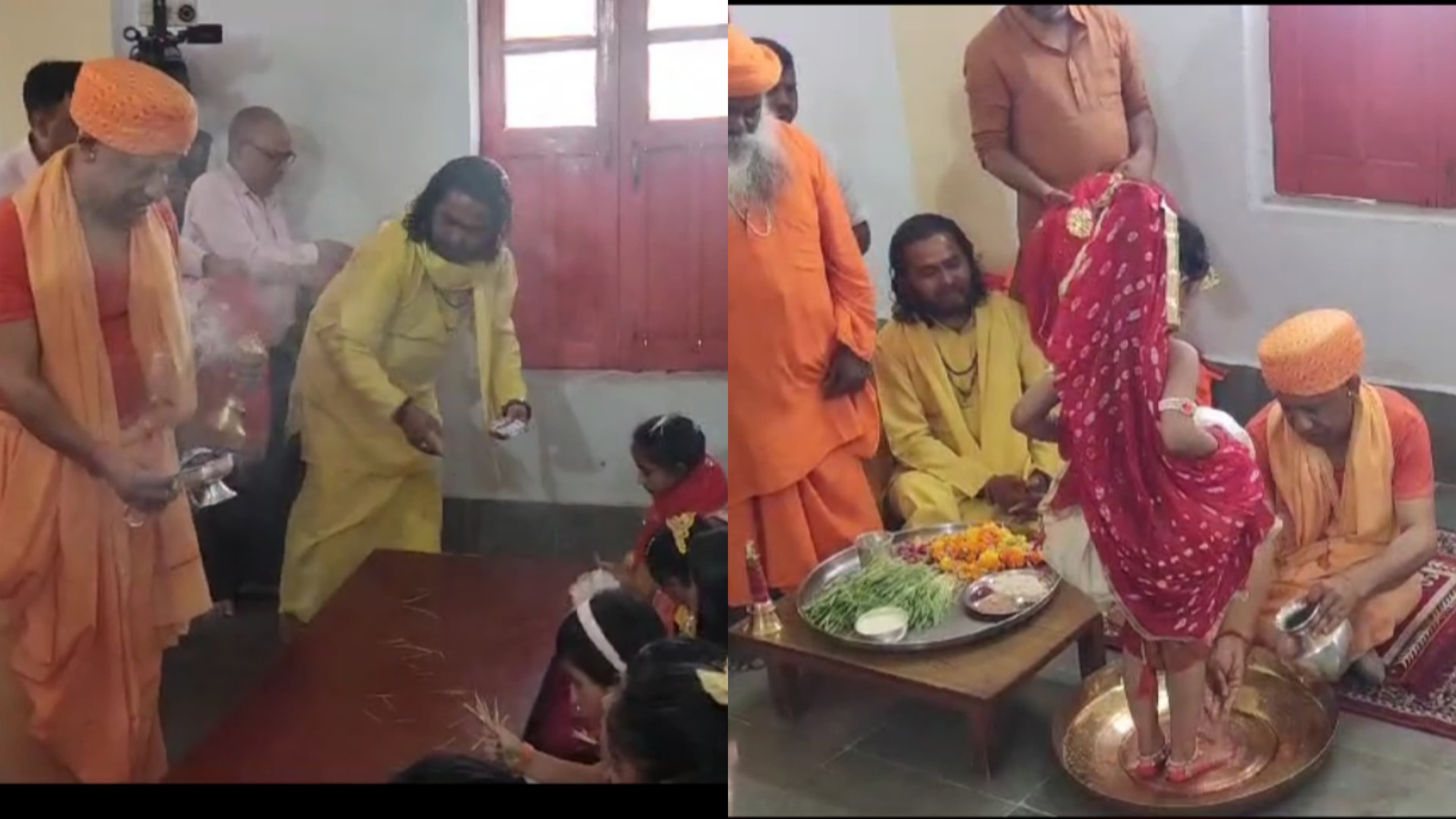 CM योगी ने महानवमी के अवसर पर किया कन्या पूजन..